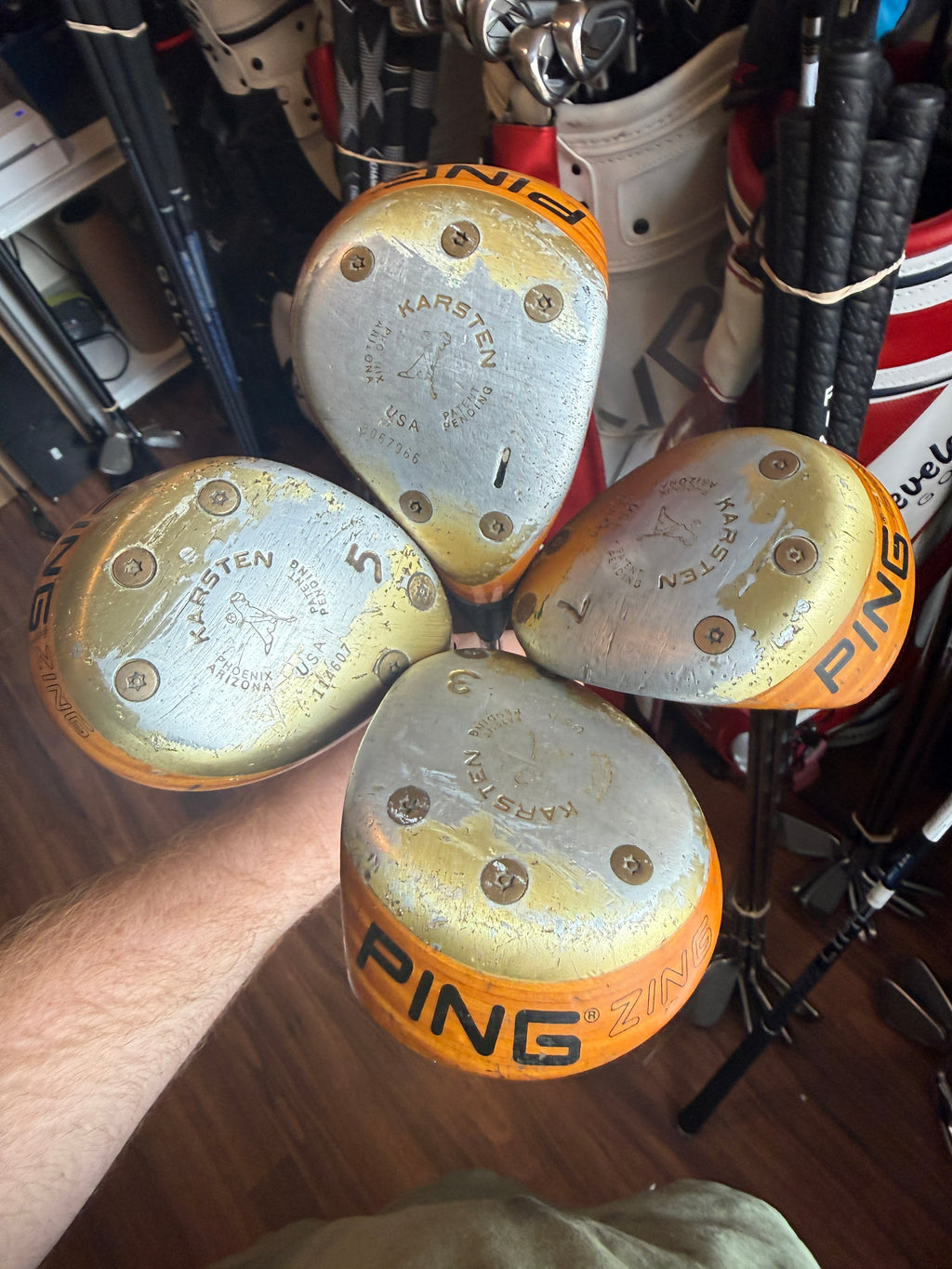 Ping Zing Blonde Fairway Wood Set 1-3-5-7 Woods w/KT-M Steel Shafts